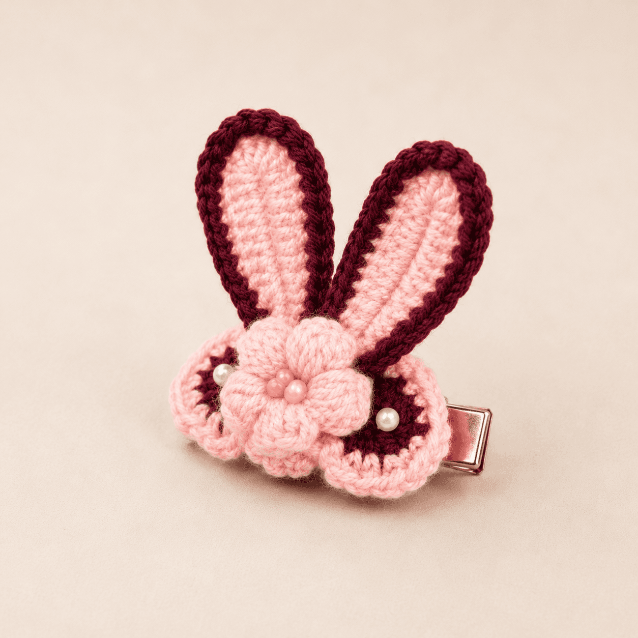 Blush Bunny Crochet Hair Clip - Image 1