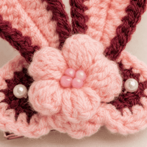 Blush Bunny Crochet Hair Clip - Image 4