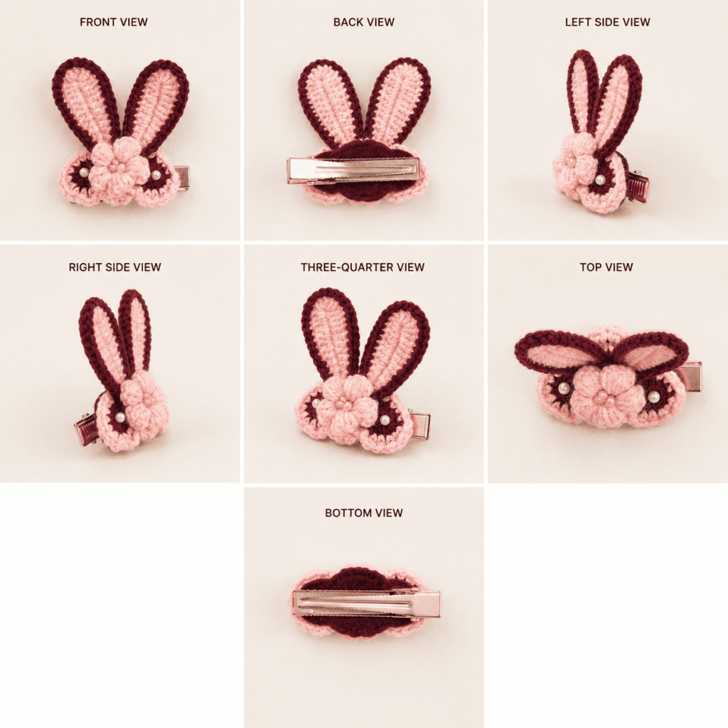 Blush Bunny Crochet Hair Clip