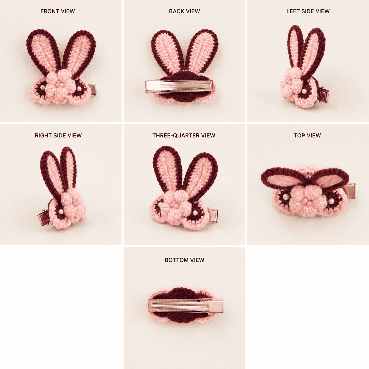 Blush Bunny Crochet Hair Clip - Image 3