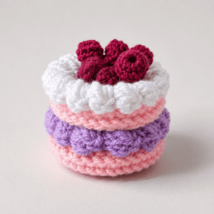 Berry Bliss Crochet Cake Charm - Image 1
