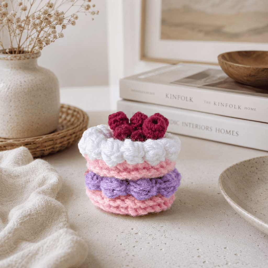 Berry Bliss Crochet Cake Charm