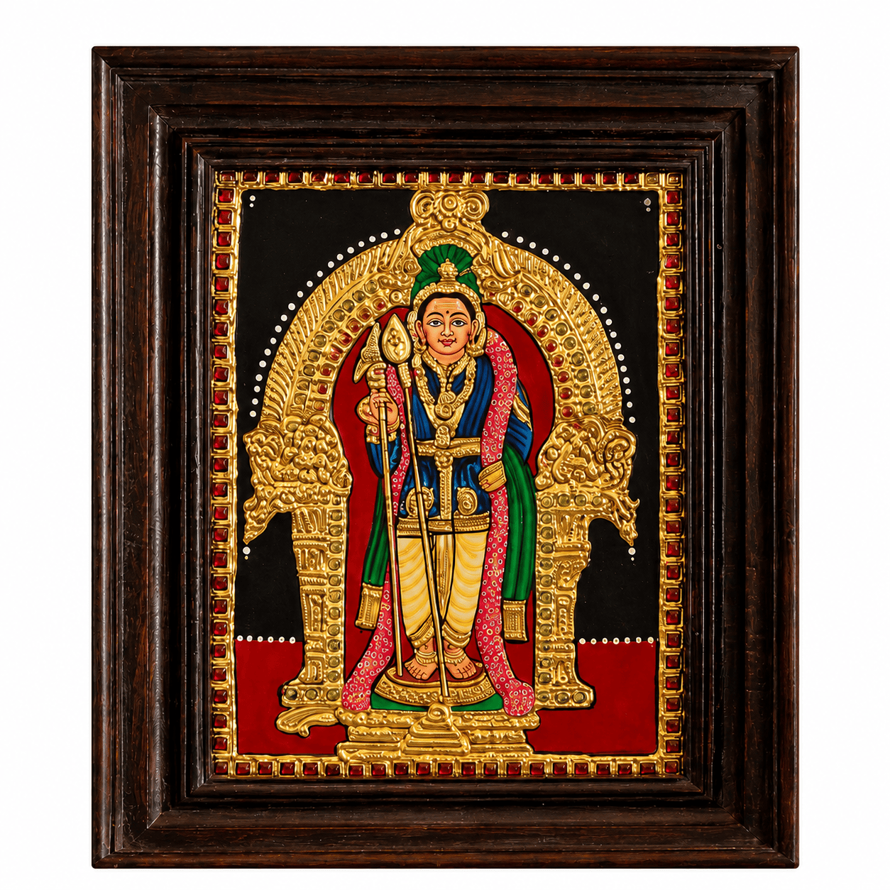 22K Gold Foil Murugan Tanjore Painting - Image 1