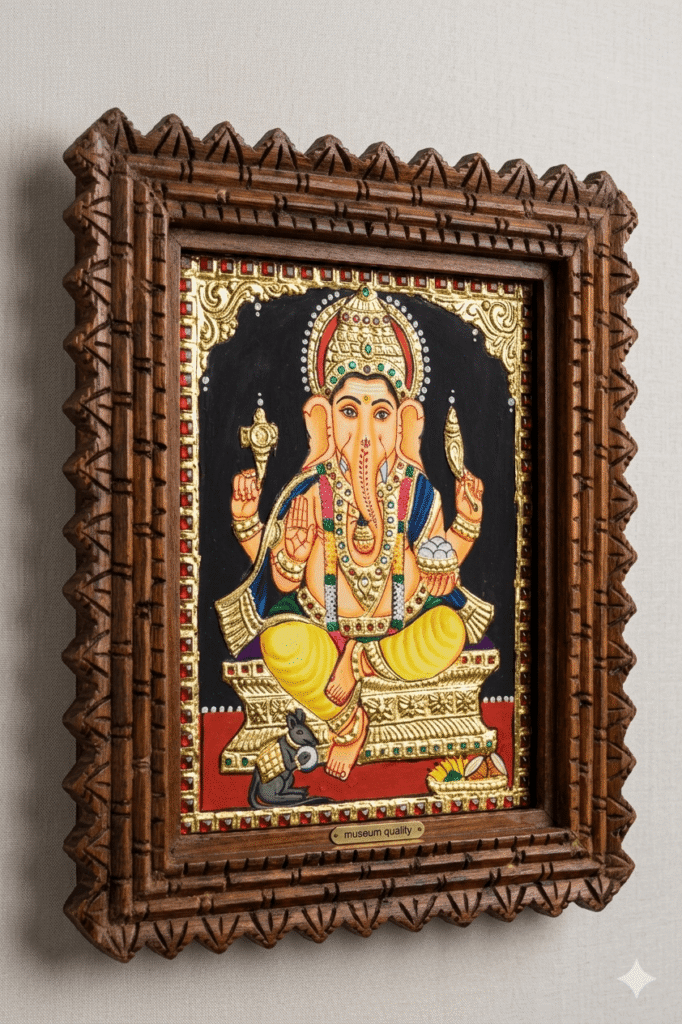 22K Gold Foil Ganesha Tanjore Painting