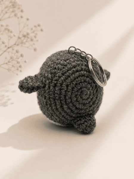Grey Penguin Crochet Charm Keychain - Image 2