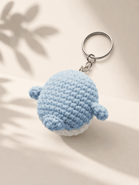 Blue Penguin Crochet Charm Keychain - Image 4