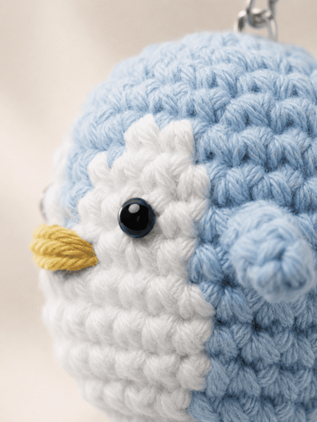 Blue Penguin Crochet Charm Keychain - Image 2