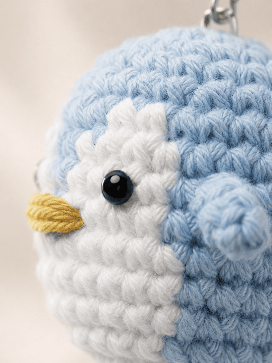 Blue Penguin Crochet Charm Keychain - Image 2
