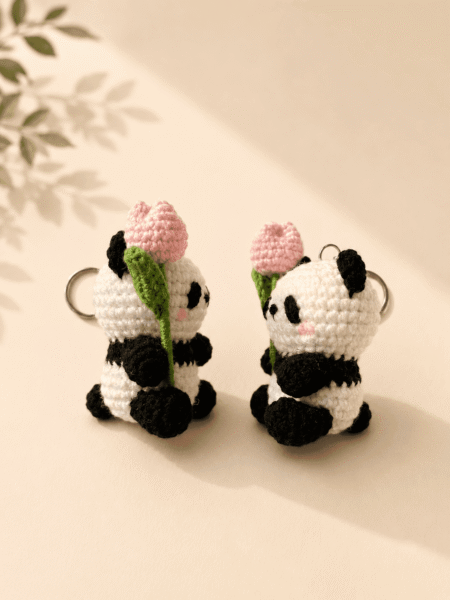 Panda Crochet Keychain Pair - Image 4