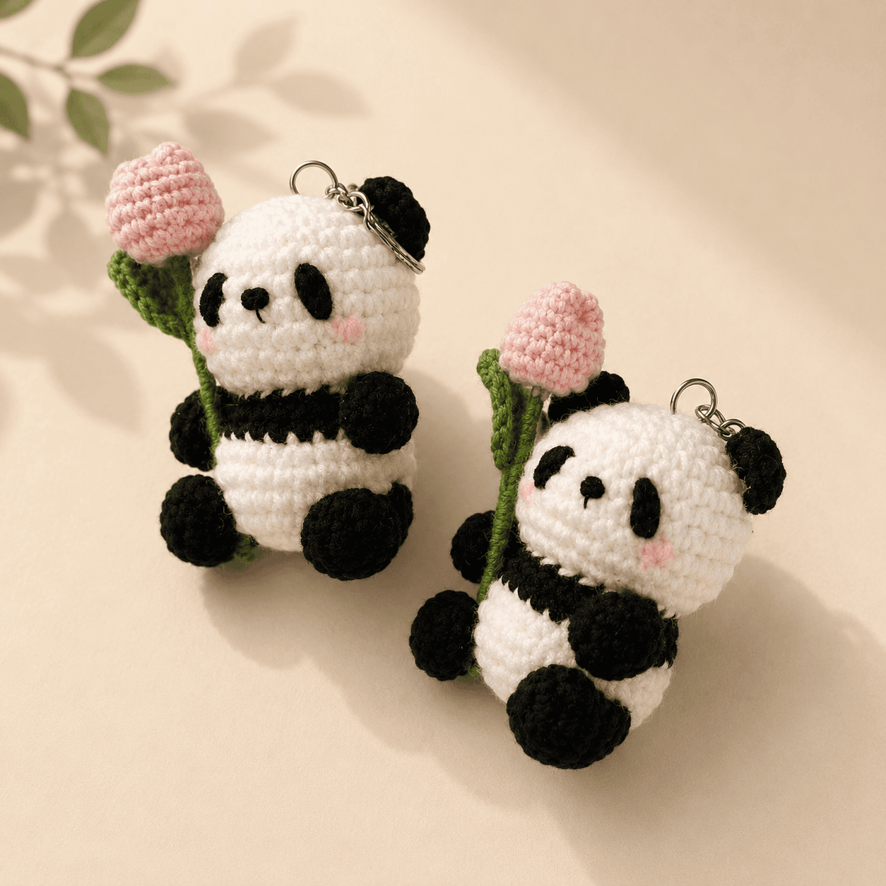Panda Crochet Keychain Pair - Image 1