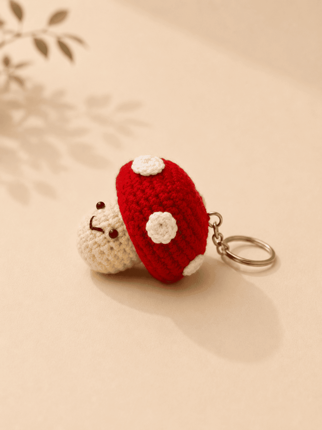 Red Mushroom Crochet Keychain - Image 3