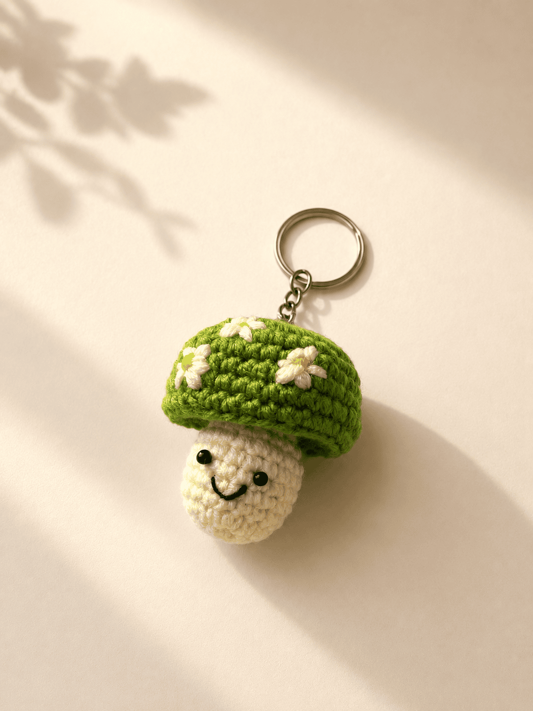 Daisy Mushroom Crochet Keychain - Image 4