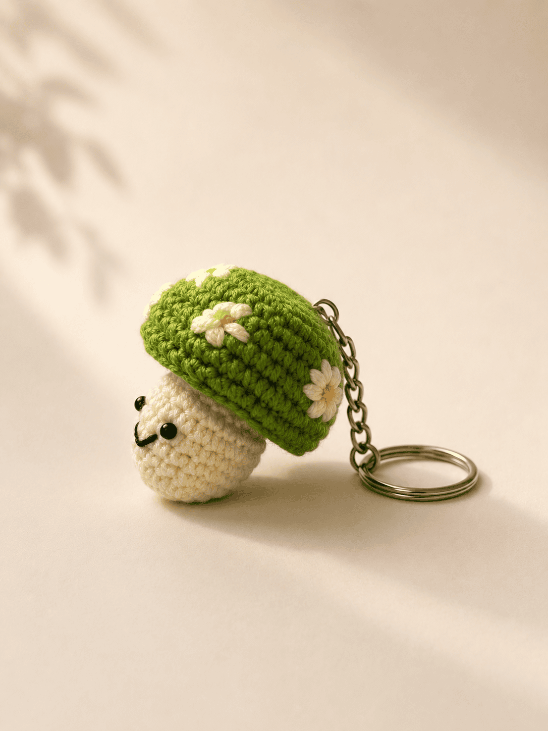 Daisy Mushroom Crochet Keychain - Image 3