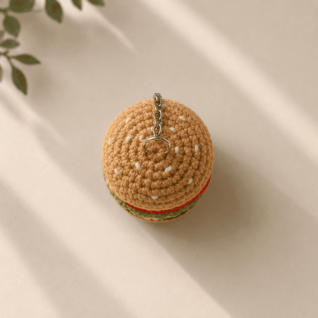 Crochet Burger Keychain