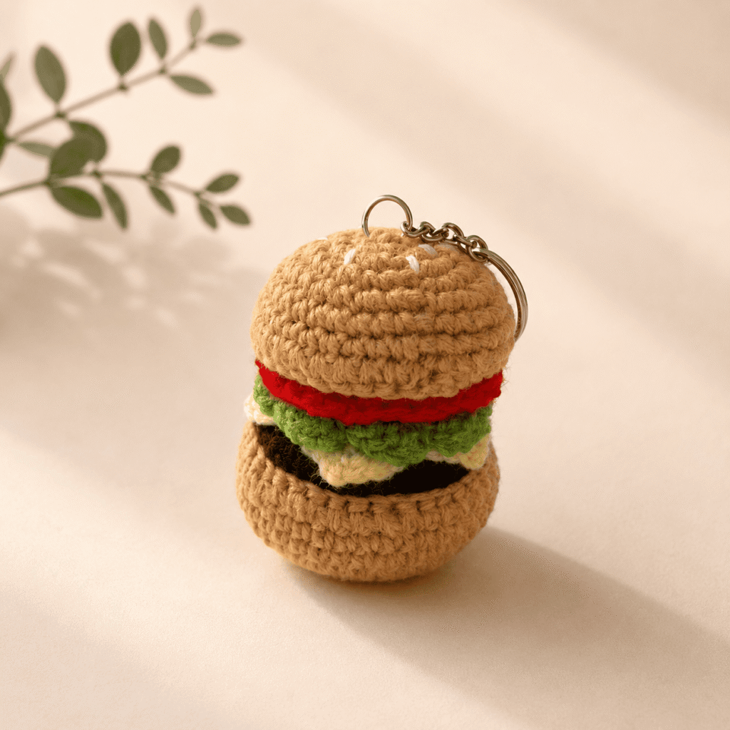 Crochet Burger Keychain