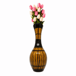 Brown Floral Decorative Vase - Image 1
