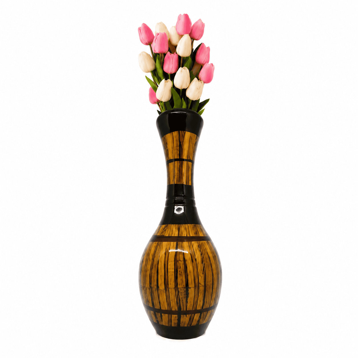 Brown Floral Decorative Vase - Image 1