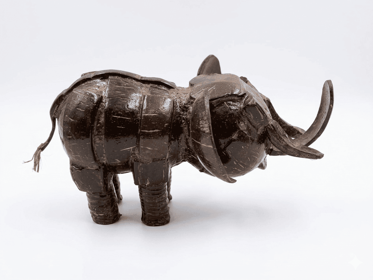 Artisan Coconut Shell Elephant Figurine - Image 2