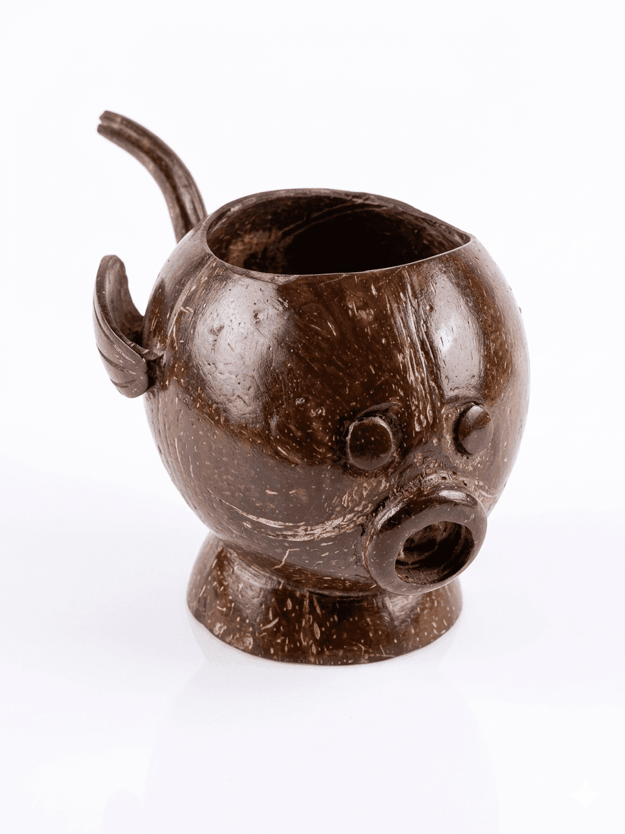 Coconut Shell Whale Decorative Cup - Image 1