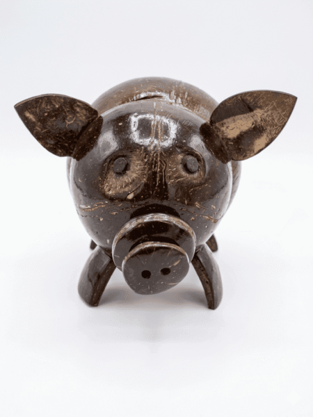 Coconut Shell Pig Figurine - Image 1