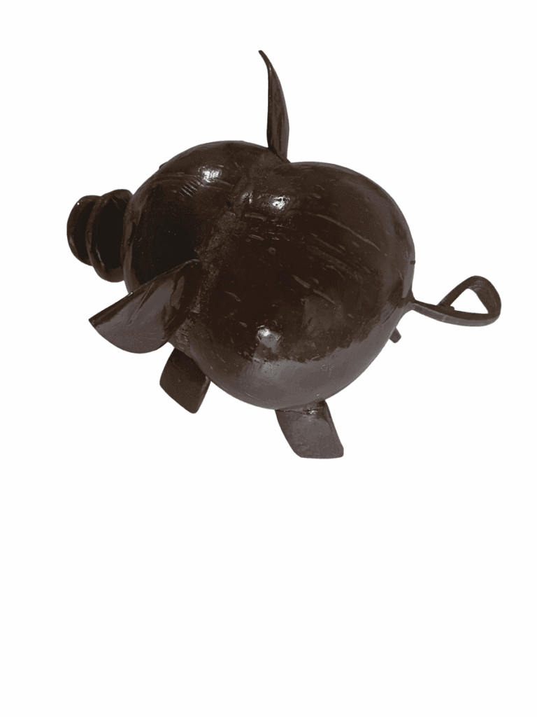 Coconut Shell Pig Figurine