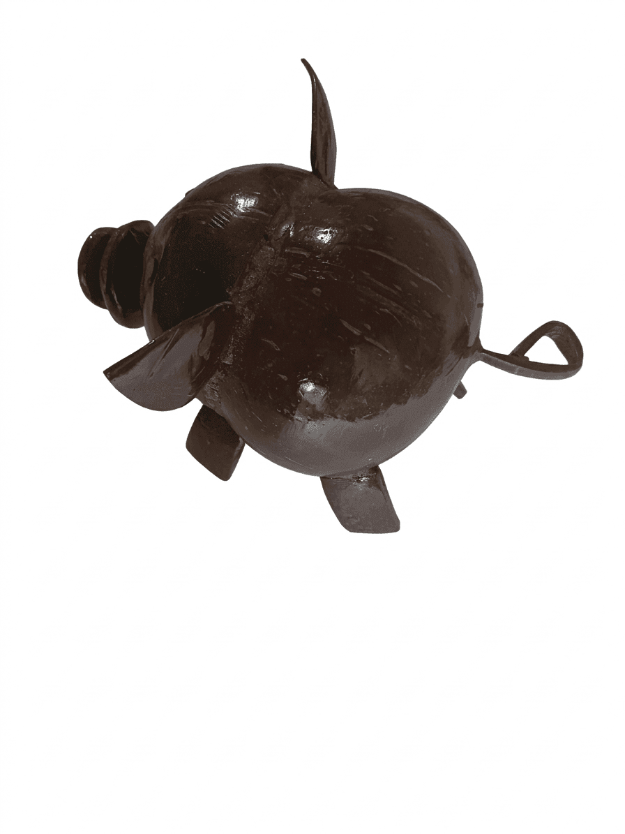 Coconut Shell Pig Figurine - Image 2