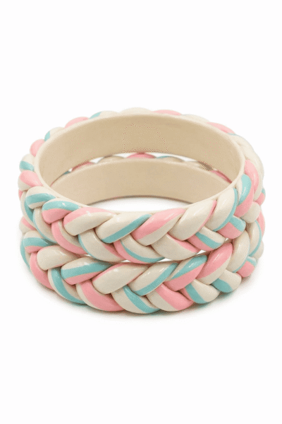 Pastel Braided Lac Bangles (Set of 2) - Image 2