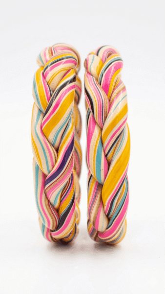Pastel Braided Lac Bangles(Set of 2) - Image 2