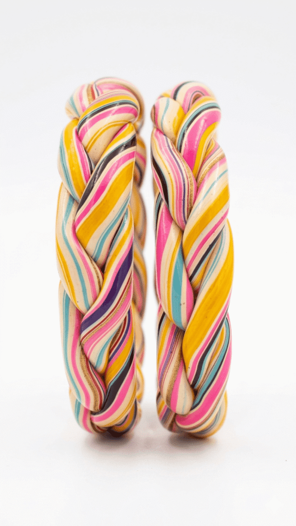 Pastel Braided Lac Bangles(Set of 2)