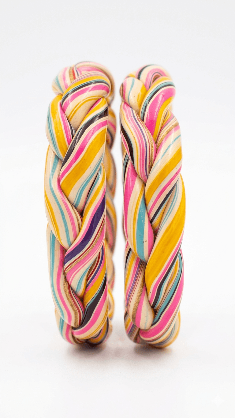 Pastel Braided Lac Bangles(Set of 2) - Image 2
