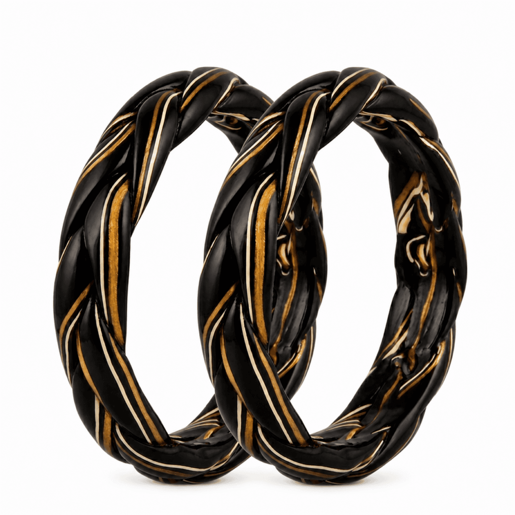 Black Braided Lac Bangles(Set of 2)