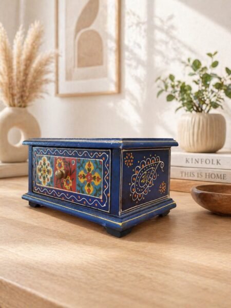 Royal Blue Wooden Storage Box - Image 2