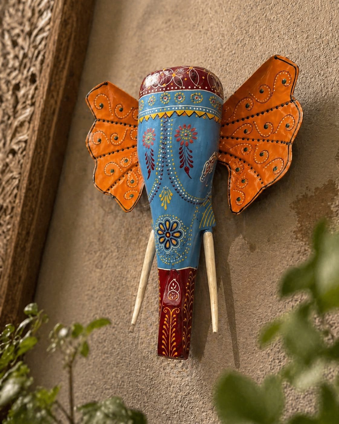 Handcrafted Wooden Elephant Wall Decor - Image 2