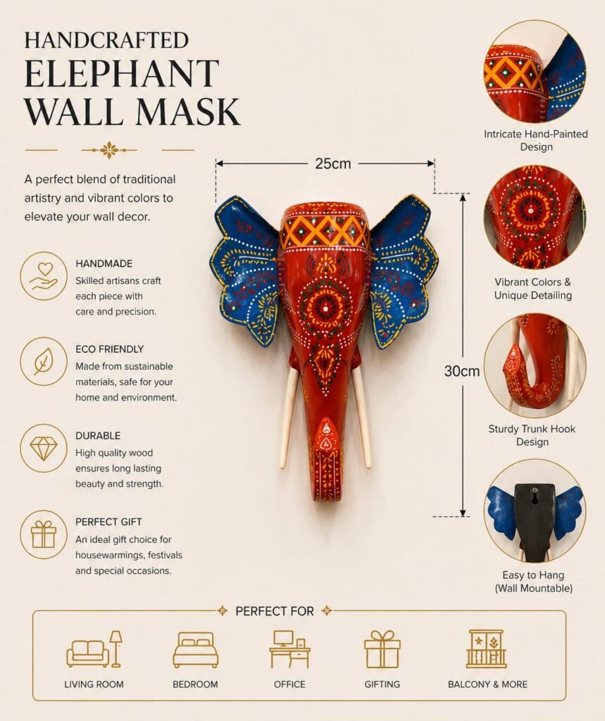 Royal Ember Wooden Elephant Wall Decor