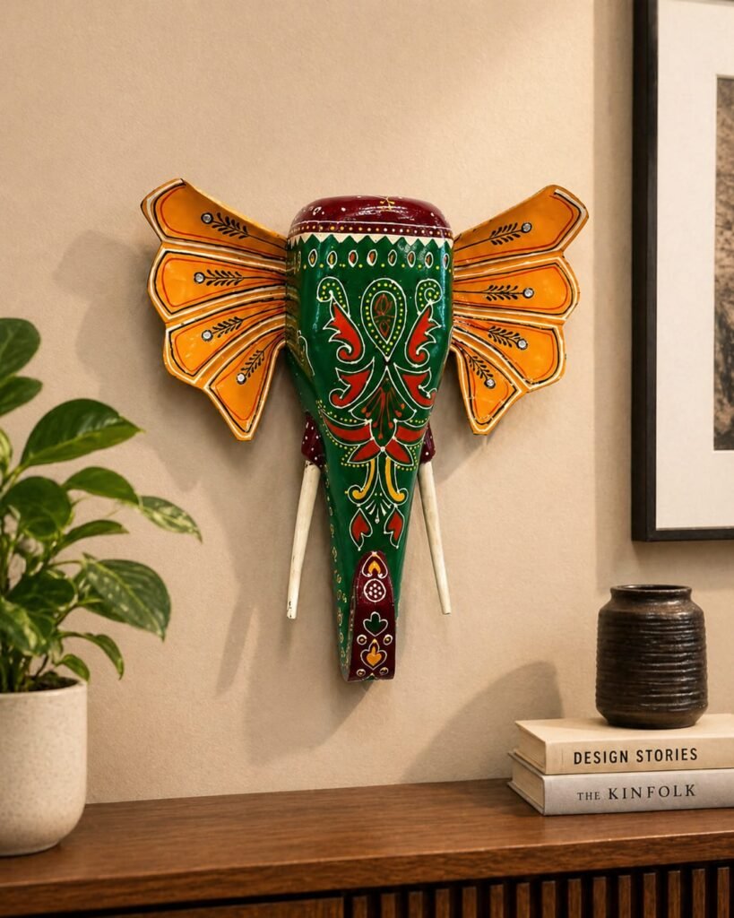 Emerald Wooden Elephant Wall Decor