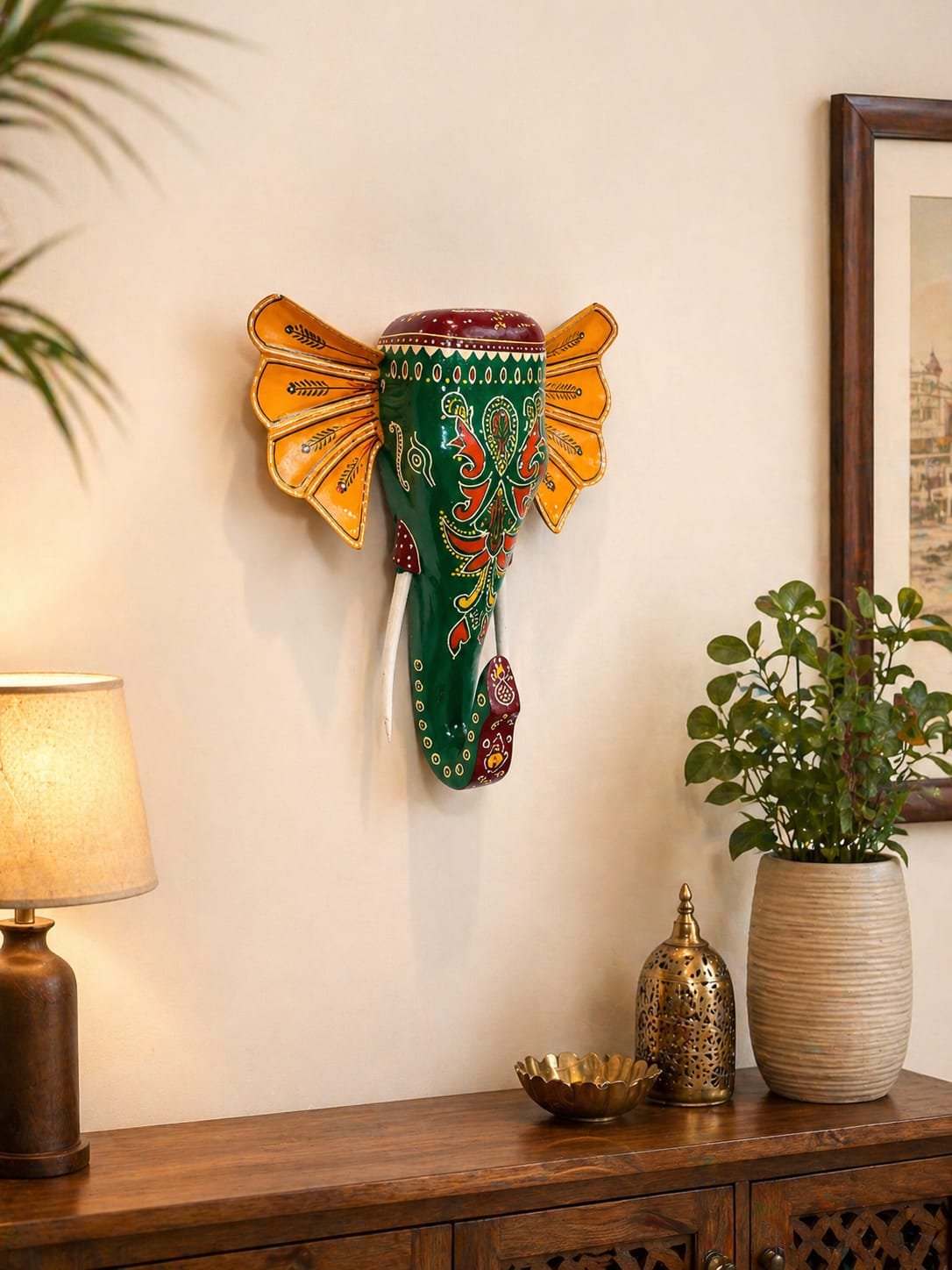 Emerald Wooden Elephant Wall Decor - Image 4