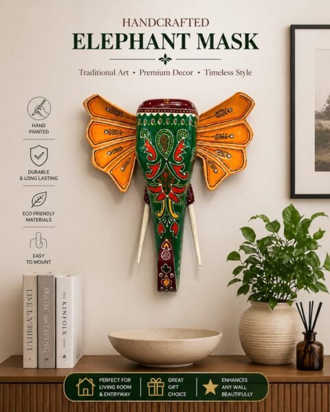Emerald Wooden Elephant Wall Decor - Image 5