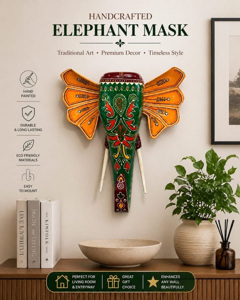Emerald Wooden Elephant Wall Decor