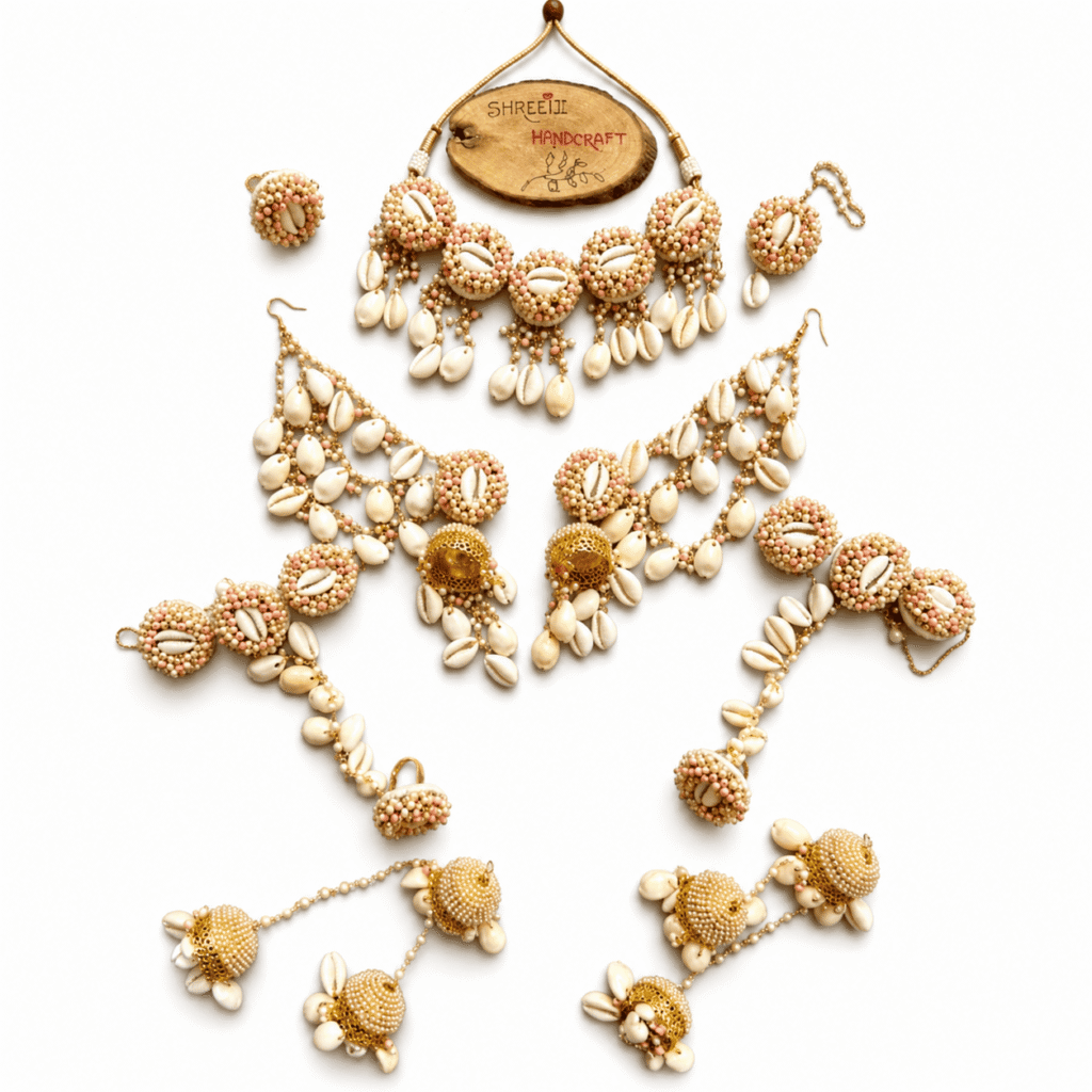 Floral Cowrie Shell Wedding Jewelry Set