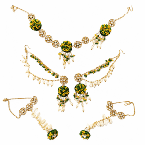 Green Floral Cowrie Jewelry Set