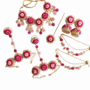 Pink Floral Cowrie Shell Jewelry Set