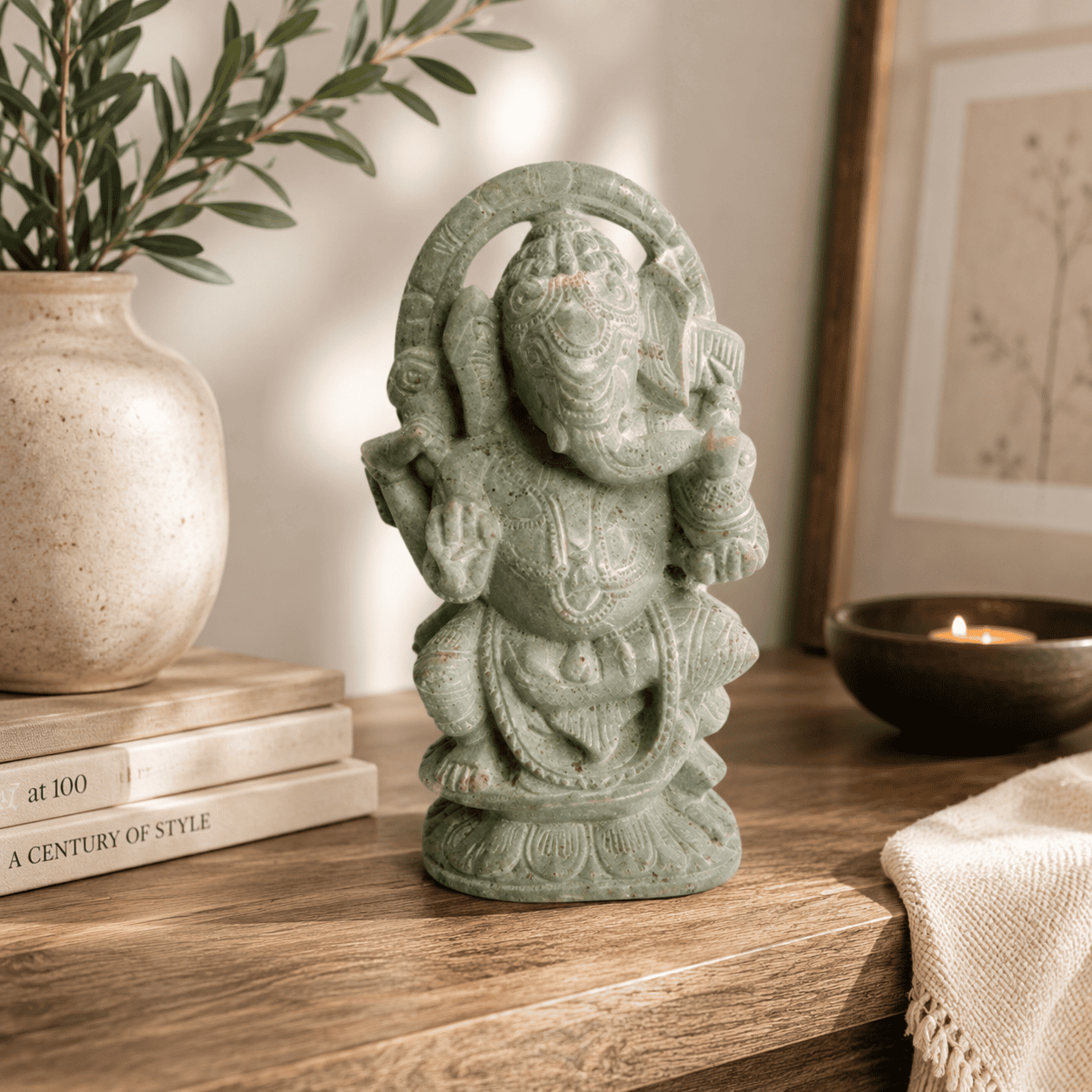 Natural Stone Ganesha Idol Sculpture - Image 5