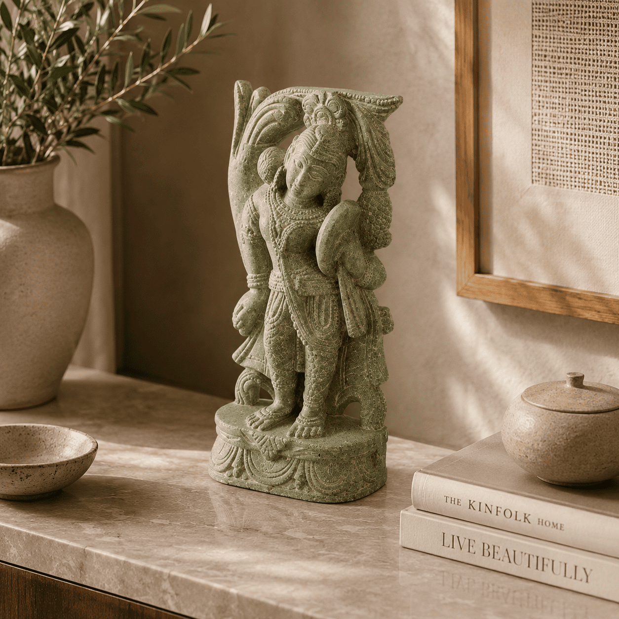 Devadashi Green Serpentine Stone Idol - Image 3