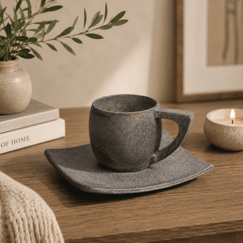 Natural Stone Tea Cup & Plate Set