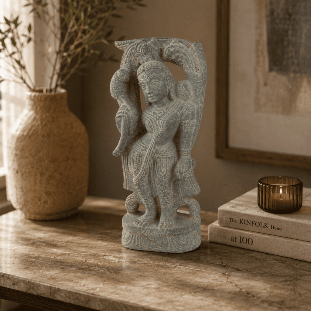Devadashi with Parrot Stone Idol