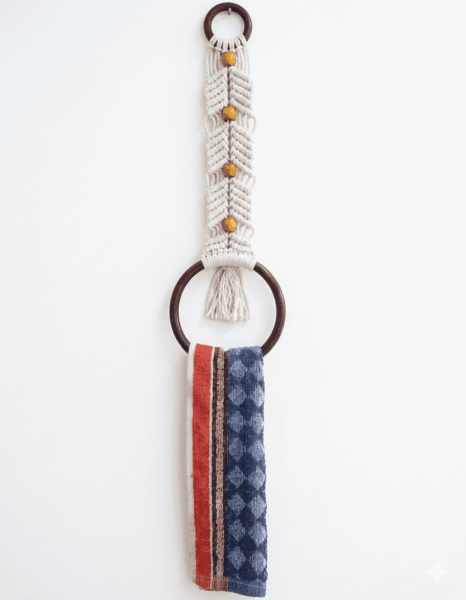Macrame Beaded Towel Holder - Image 4