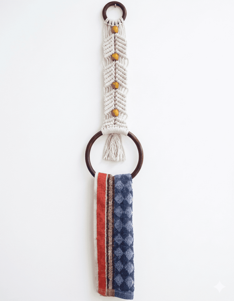 Macrame Beaded Towel Holder