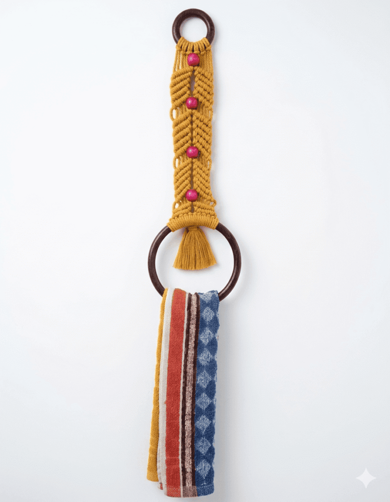 Macrame Beaded Towel Holder