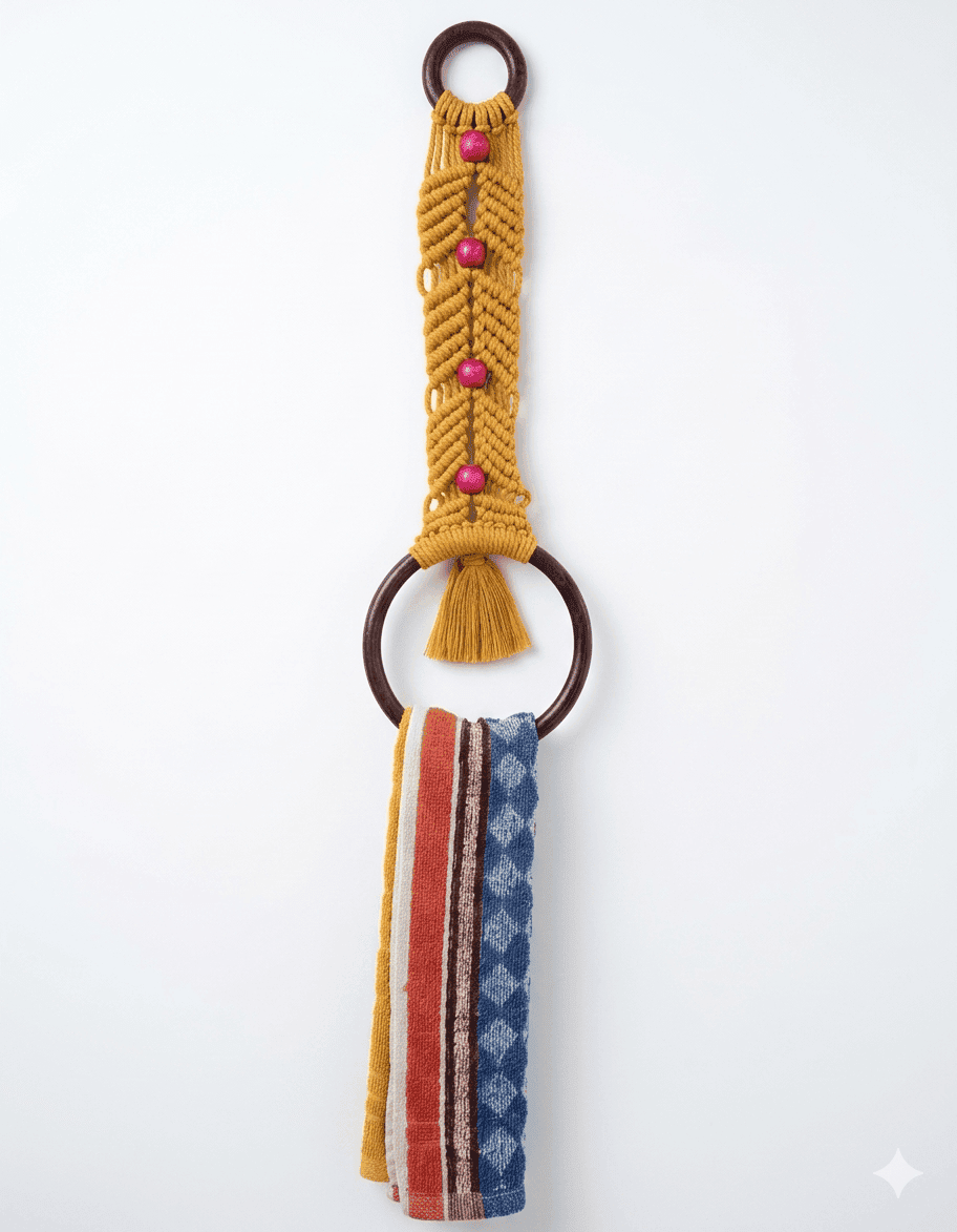 Macrame Beaded Towel Holder - Image 12