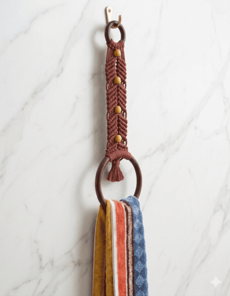 Macrame Beaded Towel Holder - Image 9